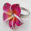 Iron Ring with Fimo Flower, 32mm, Mix colour & Mix style, Ring:18mm inner diameter, Sold by Box
