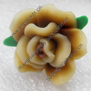 Iron Ring with Fimo Flower, 20-25mm, Mix Colour & Mix Style, Ring:18mm inner diameter, Sold by Box
