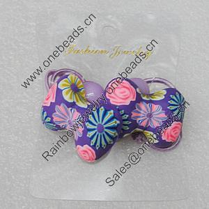 Fashionable Hair Ornament with Fimo, Bowknot 31x21mm, Sold by Group