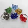 Iron Ring with Crystal Beads, 23mm, Mix color, Ring:18mm inner diameter, Sold by Box