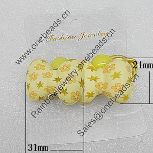 Fashionable Hair Ornament with Fimo, Bowknot 31x21mm, Sold by Group