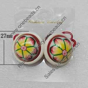 Fashionable Hair Ornament with Resin & Fimo, Flat Round 27mm, Sold by Group