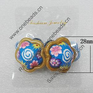 Fashionable Hair Ornament with Resin & Fimo, Flower 28mm, Sold by Group