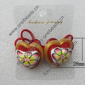 Fashionable Hair Ornament with Resin & Fimo, Heart 28mm, Sold by Group