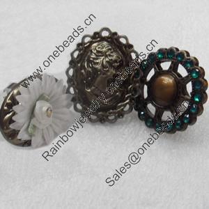 Iron Ring, 30-40mm, Mix colour & Mix style, Ring:18mm inner diameter, Sold by Box