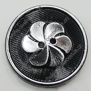 Plastic Button, Costume Accessories, Flat Round 22mm in diameter, Hole:2.5mm, Sold by Bag 