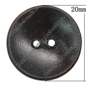 Wood Button, Costume Accessories, Flat Round 20mm in diameter, Hole:2.5mm, Sold by Bag 