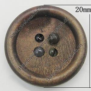 Wood Button, Costume Accessories, Flat Round 20mm in diameter, Hole:2mm, Sold by Bag 