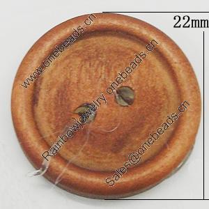 Wood Button, Costume Accessories, Flat Round 22mm in diameter, Hole:2mm, Sold by Bag 