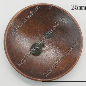 Wood Button, Costume Accessories, Flat Round 25mm in diameter, Hole:2mm, Sold by Bag 