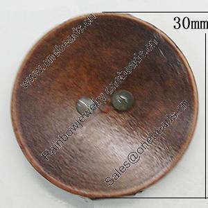 Wood Button, Costume Accessories, Flat Round 30mm in diameter, Hole:2.5mm, Sold by Bag 