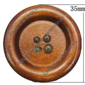 Wood Button, Costume Accessories, Flat Round 35mm in diameter, Hole:2.5mm, Sold by Bag 