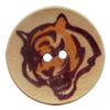 Wooden Button, Flat Round, 20mm, Hole:Approx 2mm, Sold by PC