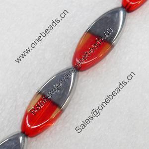 Electroplate Glass Beads, Horse eye, 12x30mm, Hole Approx:1mm, Sold per 16-inch Strand