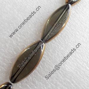 Electroplate Glass Beads, Horse eye, 12x30mm, Hole Approx:1mm, Sold per 16-inch Strand