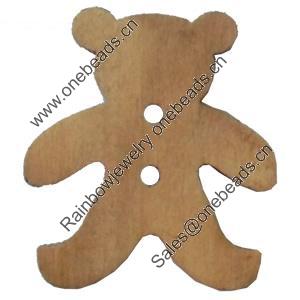 Wooden Button, 18x20mm, Hole:Approx 2mm, Sold by Bag