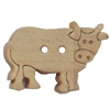 Wooden Button, Cow, 23x15mm, Hole:Approx 2mm, Sold by Bag