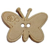 Wooden Button, Butterfly, 22x17mm, Hole:Approx 2mm, Sold by Bag