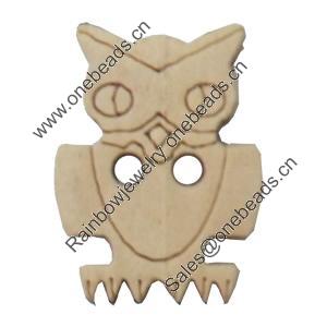 Wooden Button, Animal, 15x20mm, Hole:Approx 2mm, Sold by Bag