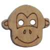 Wooden Button, Animal Head, 20x17mm, Hole:Approx 2mm, Sold by Bag