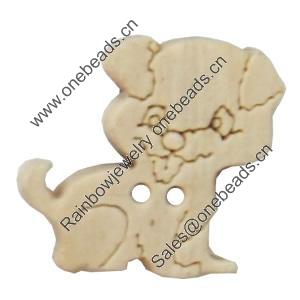Wooden Button, Animal, 19x17mm, Hole:Approx 2mm, Sold by Bag