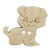 Wooden Button, Animal, 19x17mm, Hole:Approx 2mm, Sold by Bag