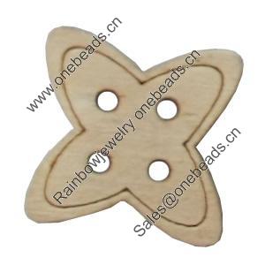 Wooden Button, 17mm, Hole:Approx 2mm, Sold by Bag