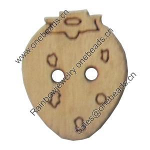 Wooden Button, 12x15mm, Hole:Approx 2mm, Sold by Bag