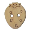 Wooden Button, 12x15mm, Hole:Approx 2mm, Sold by Bag