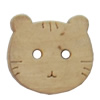 Wooden Button, Animal Head, 20x17mm, Hole:Approx 2mm, Sold by Bag