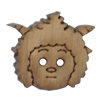 Wooden Button, Animal Head, 18x16mm, Hole:Approx 2mm, Sold by Bag