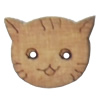 Wooden Button, Animal Head, 14x11mm, Hole:Approx 2mm, Sold by Bag