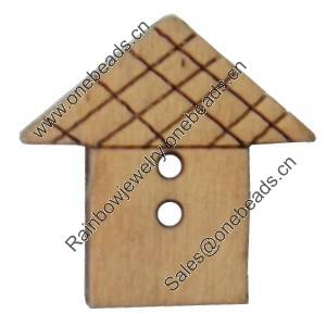 Wooden Button, 20x21mm, Hole:Approx 2mm, Sold by Bag