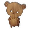 Wooden Button, Animal, 20x25mm, Hole:Approx 2mm, Sold by Bag