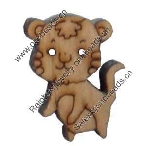 Wooden Button, Animal, 18x28mm, Hole:Approx 2mm, Sold by Bag