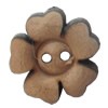 Wooden Button, Flower, 19mm, Hole:Approx 2mm, Sold by Bag