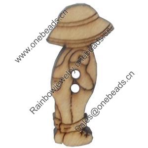 Wooden Button, 14x30mm, Hole:Approx 2mm, Sold by Bag