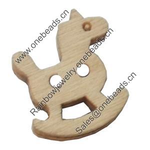 Wooden Button, 15x18mm, Hole:Approx 2mm, Sold by Bag