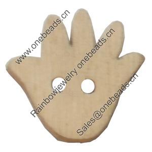 Wooden Button, Hand, 17x16mm, Hole:Approx 2mm, Sold by Bag