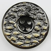 Plastic Button, Costume Accessories, Flat Round 34mm in diameter, Hole:2mm, Sold by Bag 