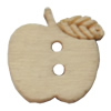 Wooden Button, Apple, 17x16mm, Hole:Approx 2mm, Sold by Bag