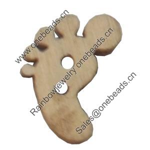 Wooden Button, 13x15mm, Hole:Approx 2mm, Sold by Bag