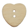 Wooden Button, Heart, 15mm, Hole:Approx 2mm, Sold by Bag