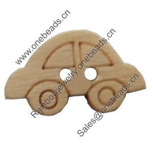 Wooden Button, Car, 17x10mm, Hole:Approx 2mm, Sold by Bag
