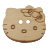 Wooden Button, Animal Head, 21x18mm, Hole:Approx 2mm, Sold by Bag