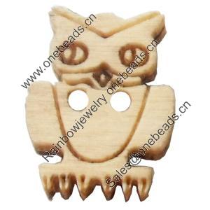 Wooden Button, Animal, 18x16mm, Hole:Approx 2mm, Sold by Bag
