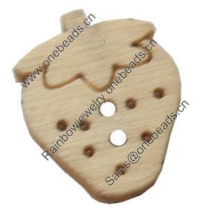 Wooden Button, 16x20mm, Hole:Approx 2mm, Sold by Bag