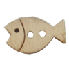 Wooden Button, Fish, 17x11mm, Hole:Approx 2mm, Sold by Bag