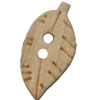 Wooden Button, Leaf, 10x18mm, Hole:Approx 2mm, Sold by Bag