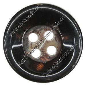 Resin Button, Costume Accessories, Flat Round 25mm in diameter, Hole:2mm, Sold by Bag 